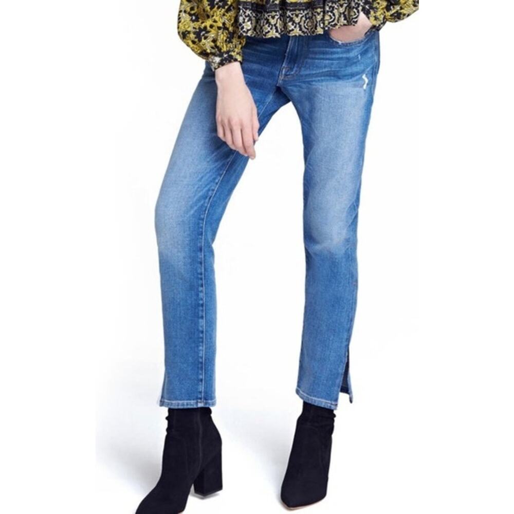 Frame “Le Boy” Cropped Boyfriend Jeans Zip Ankle Lightly Distressed – Size 27